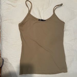 zara brown stretchy tank top